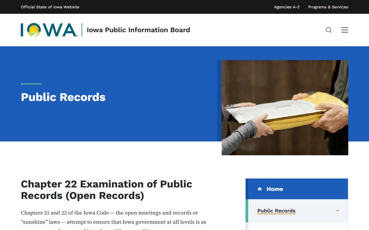 Iowa Public Information Board public records guide