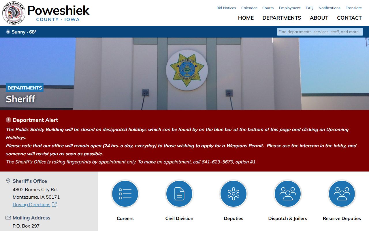 Poweshiek County Jail Public Safety Building contact information